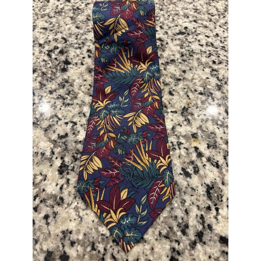 VTG Necktie Floral 3.5” Purple Blue Green Countess Mara